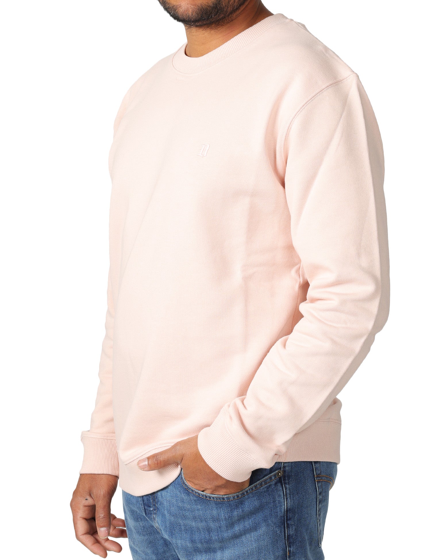FELPA UOMO DONDUP ROSA GIROCOLLO IN COTONE CON D LOGO RICAMATA SUL PETTO.