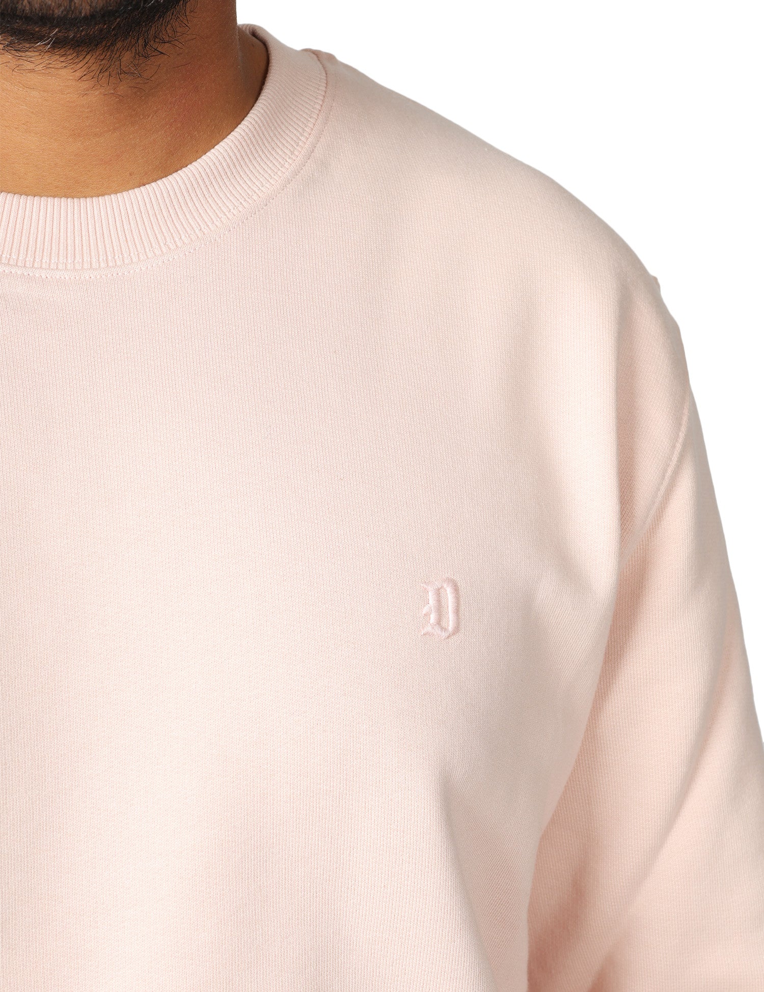 FELPA UOMO DONDUP ROSA GIROCOLLO IN COTONE CON D LOGO RICAMATA SUL PETTO.