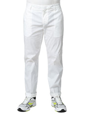 PANTALONE UOMO DONDUP GAUBERT RELAX BIANCO IN GABARDINA LEGGERA
