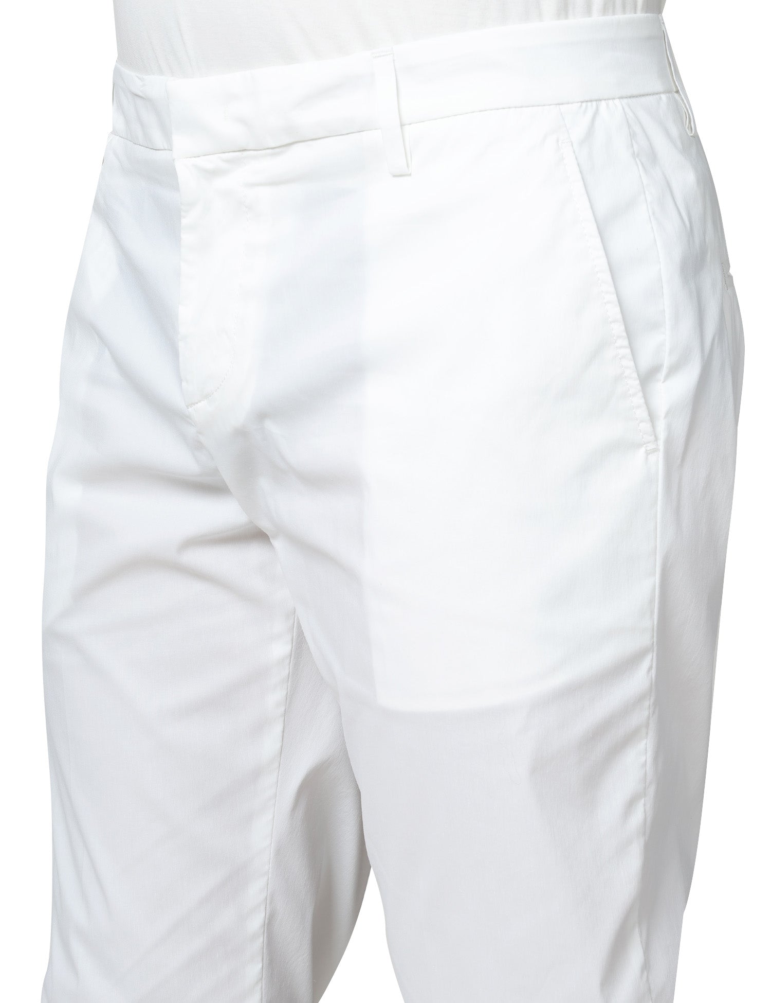 PANTALONE UOMO DONDUP GAUBERT RELAX BIANCO IN GABARDINA LEGGERA