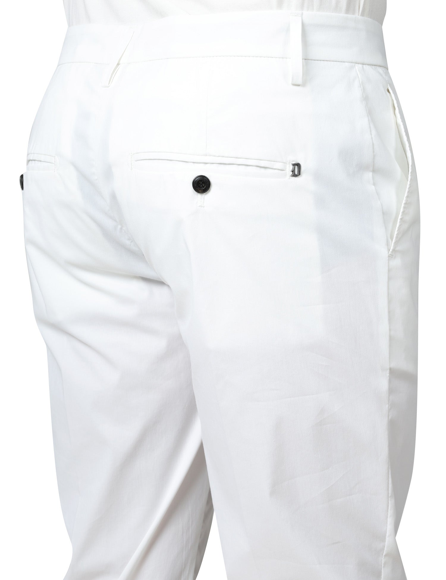 PANTALONE UOMO DONDUP GAUBERT RELAX BIANCO IN GABARDINA LEGGERA