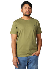 T-SHIRT UOMO DONDUP VERDE MILITARE GIROCOLLO CON D LOGO RICAMATA SUL PETTO