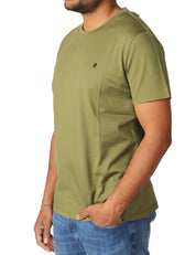 T-SHIRT UOMO DONDUP VERDE MILITARE GIROCOLLO CON D LOGO RICAMATA SUL PETTO