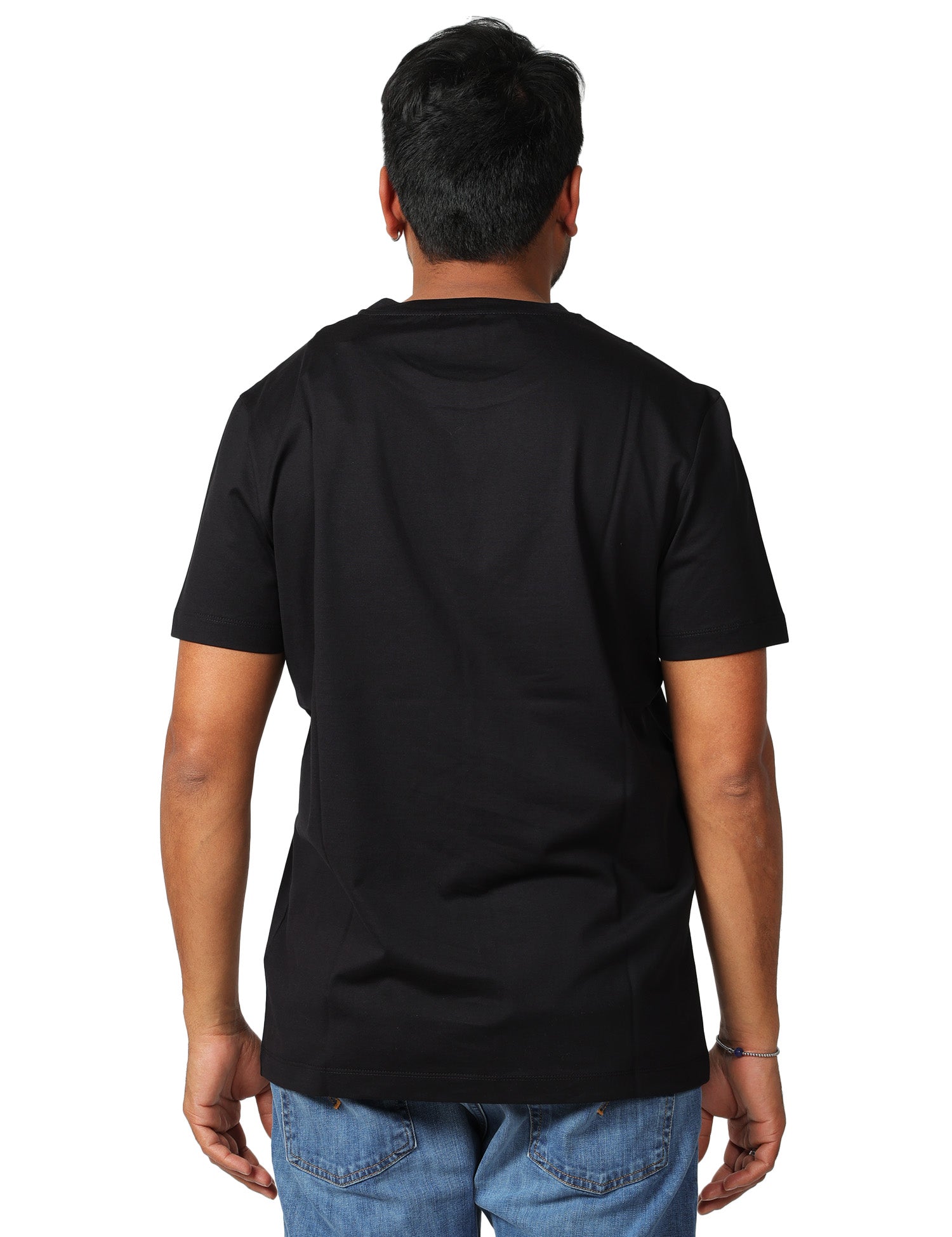 T-SHIRT UOMO DONDUP NERA GIROCOLLO IN JERSEY CON D LOGO SUL RICAMATA SUL PETTO