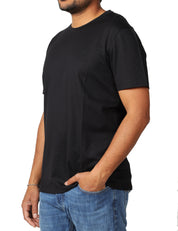 T-SHIRT UOMO DONDUP NERA GIROCOLLO IN JERSEY CON D LOGO SUL RICAMATA SUL PETTO