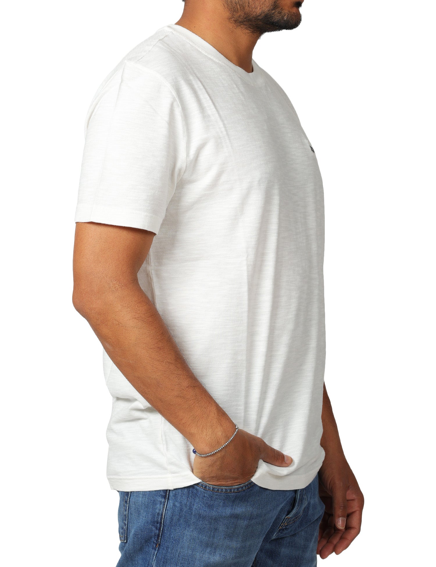 T-SHIRT UOMO DONDUP BIANCA IN JERSEY FIAMMATO CON LOGO SUL PETTO
