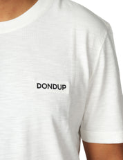 T-SHIRT UOMO DONDUP BIANCA IN JERSEY FIAMMATO CON LOGO SUL PETTO