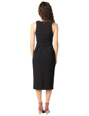 ABITO DONNA ELISABETTA FRANCHI NERO IN CREPE LEGGERO CON SCOLLO A V E PINCES SULLA VITA