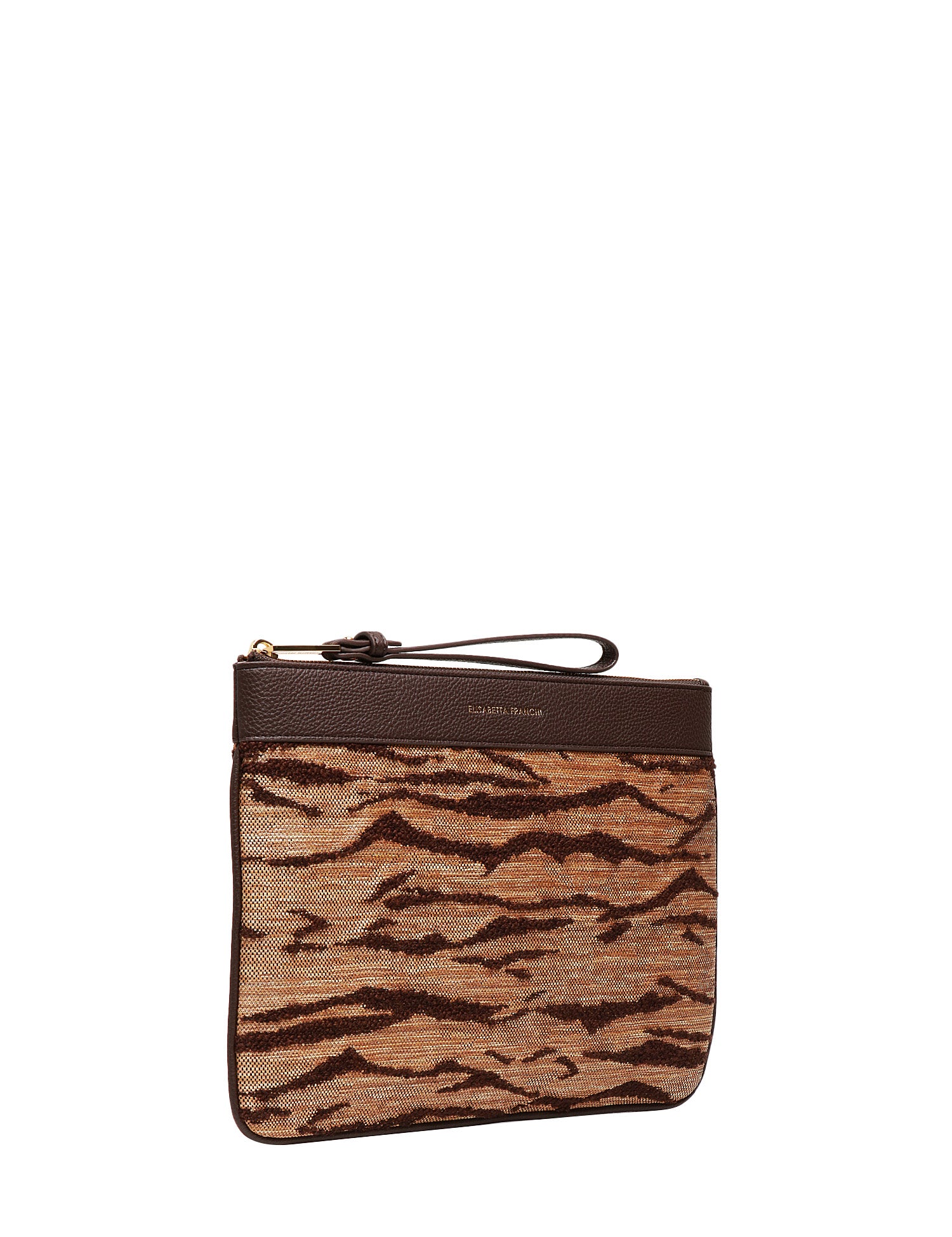 BORSA ELISABETTA FRANCHI CAMMELLO STAMPA TIGRE EFFETTO RAFIA