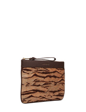 BORSA ELISABETTA FRANCHI CAMMELLO STAMPA TIGRE EFFETTO RAFIA