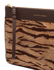 BORSA ELISABETTA FRANCHI CAMMELLO STAMPA TIGRE EFFETTO RAFIA