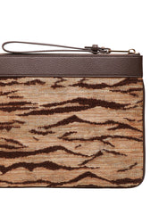 BORSA ELISABETTA FRANCHI CAMMELLO STAMPA TIGRE EFFETTO RAFIA