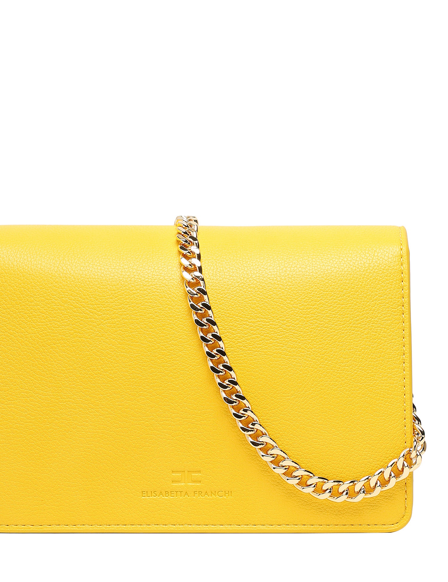 BORSA ELISABETTA FRANCHI GIALLO SUN IN PELLE SINTETICA CON TRACOLLA E PLACCA LOGO