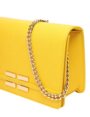 BORSA ELISABETTA FRANCHI GIALLO SUN IN PELLE SINTETICA CON TRACOLLA E PLACCA LOGO