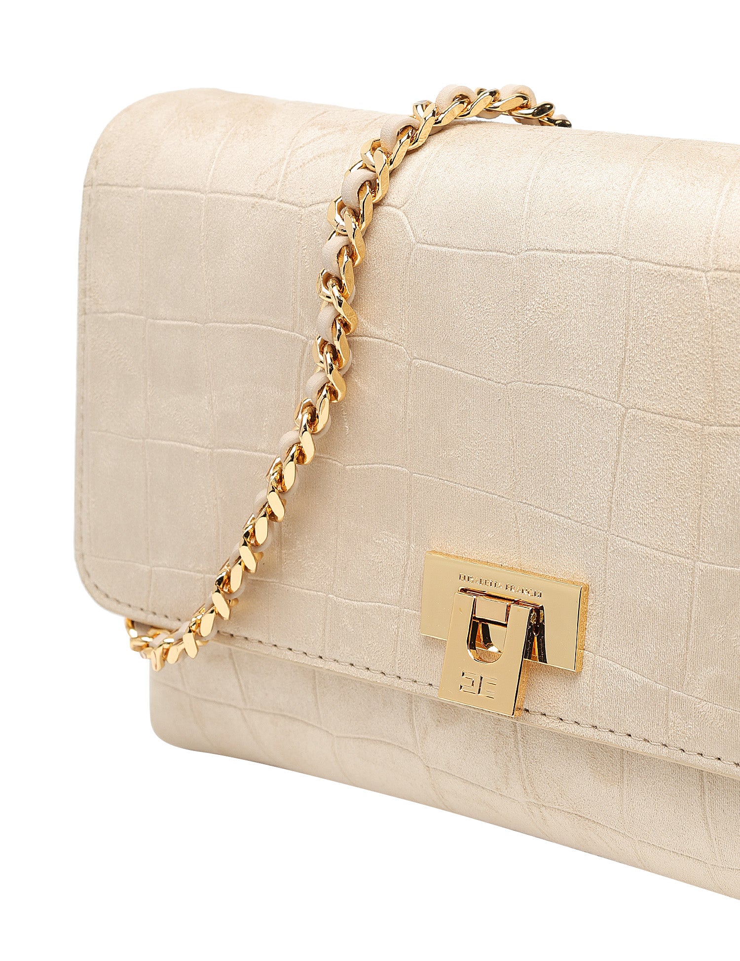 BORSA ELISABETTA FRANCHI VANIGLIA IN SUEDE STAMPA COCCO CON DETTAGLIO LOGO SULLA CHIUSURA