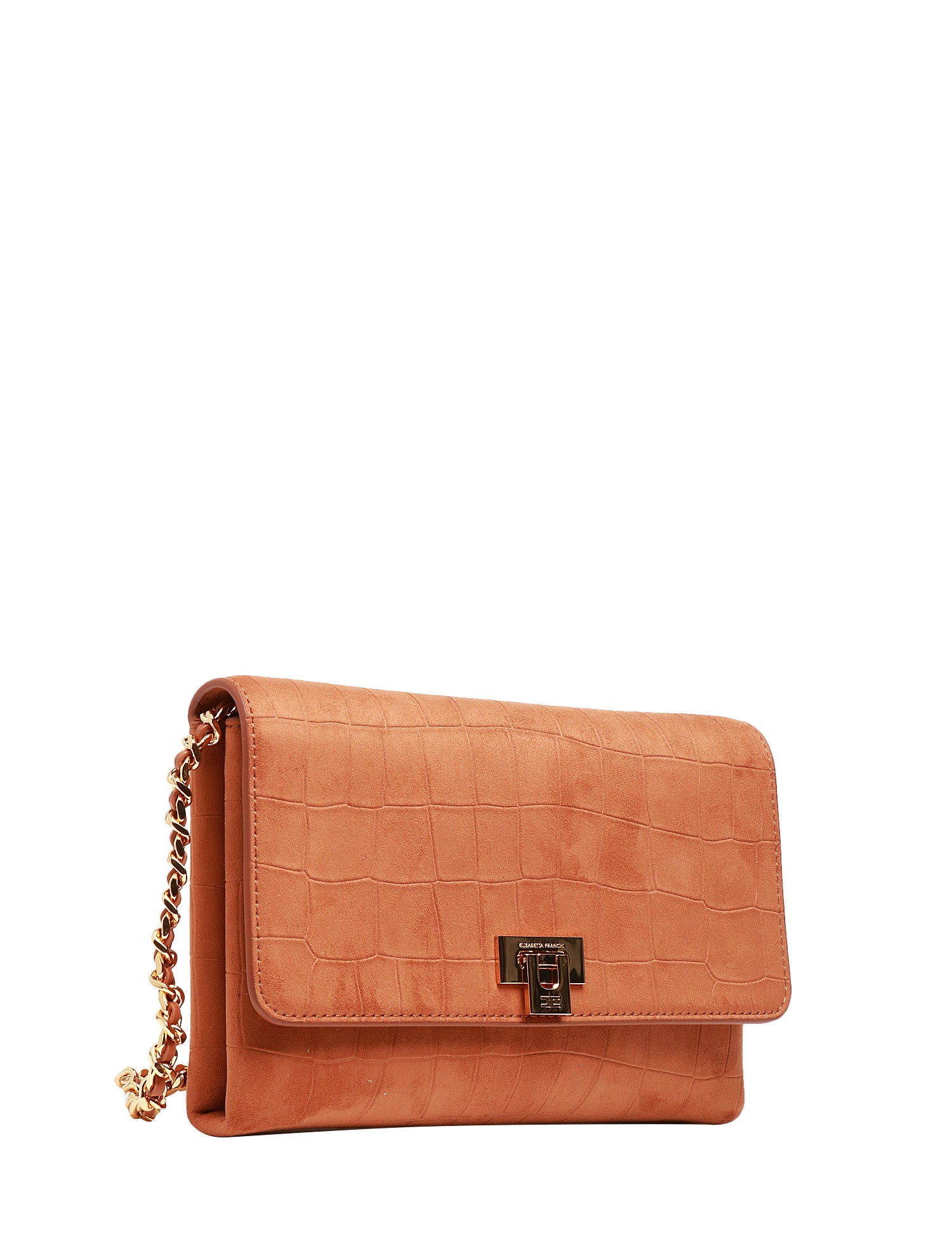 BORSA ELISABETTA FRANCHI CUOIO IN PELLE SCAMOSCIATA STAMPA COCCO CON DETTAGLIO LOGO SULLA CHIUSURA