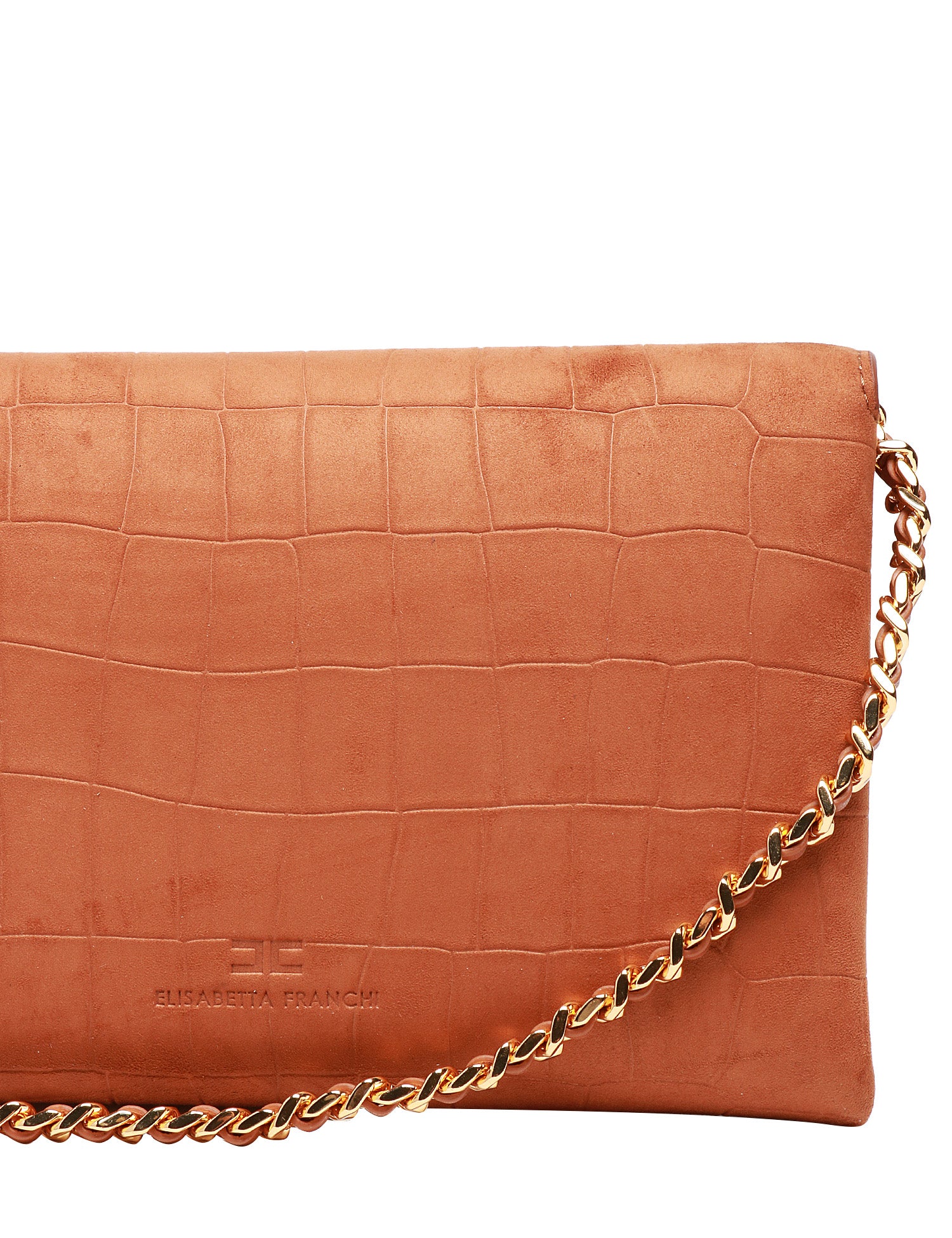 BORSA ELISABETTA FRANCHI CUOIO IN PELLE SCAMOSCIATA STAMPA COCCO CON DETTAGLIO LOGO SULLA CHIUSURA