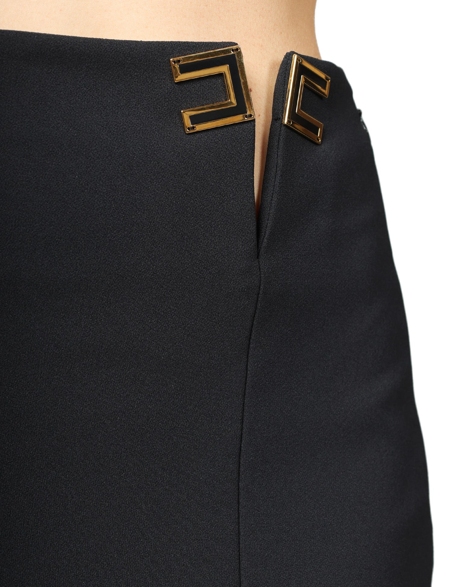 GONNA MIDI ELISABETTA FRANCHI NERA IN DOPPIO CRèPE STRETCH CON APERTURA A V SUL FIANCO E SPACCO LATERALE