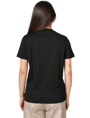 T-SHIRT DONNA ELISABETTA FRANCHI NERA GIROCOLLO CON SCRITTA LOGO IN TONO DAVANTI
