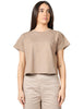 Maglia donna elisabetta franchi argilla girocollo con logo e lettering davanti in gomma a rilievo