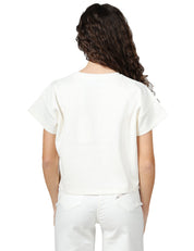 T-SHIRT DONNA ELISABETTA FRANCHI GESSO IN JERSEY CON STAMPA LETTERING IN RILIEVO DAVANTI