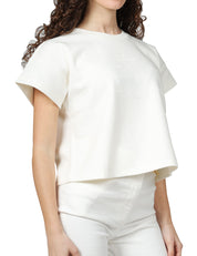 T-SHIRT DONNA ELISABETTA FRANCHI GESSO IN JERSEY CON STAMPA LETTERING IN RILIEVO DAVANTI