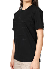 MAGLIA DONNA ELISABETTA FRANCHI NERA GIROCOLLO CON LETTERING IN RILIEVO DAVANTI