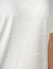 MAGLIA DONNA ELISABETTA FRANCI GESSO GIROCOLLO CON LETTERING IN RILIEVO DAVANTI