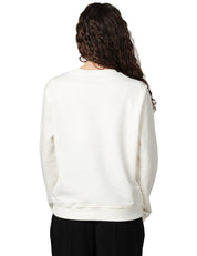 FELPA DONNA ELISABETTA FRANCHI AVORIO GIROCOLLO CON LOGO EMBOSSED DAVANTI