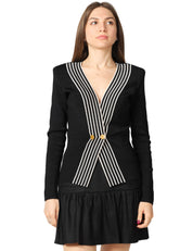 MAGLIA DONNA ELISABETTA FRANCHI NERO/BURRO CON MANICHE LUNGHE E SPALLE STRUTTURATE
