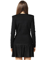 MAGLIA DONNA ELISABETTA FRANCHI NERO/BURRO CON MANICHE LUNGHE E SPALLE STRUTTURATE