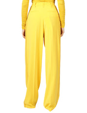 PANTALONE DONNA ELISABETTA FRANCHI GIALLO A PALAZZO CON PIEGA CENTRALE IN CRèPE LEGGERO