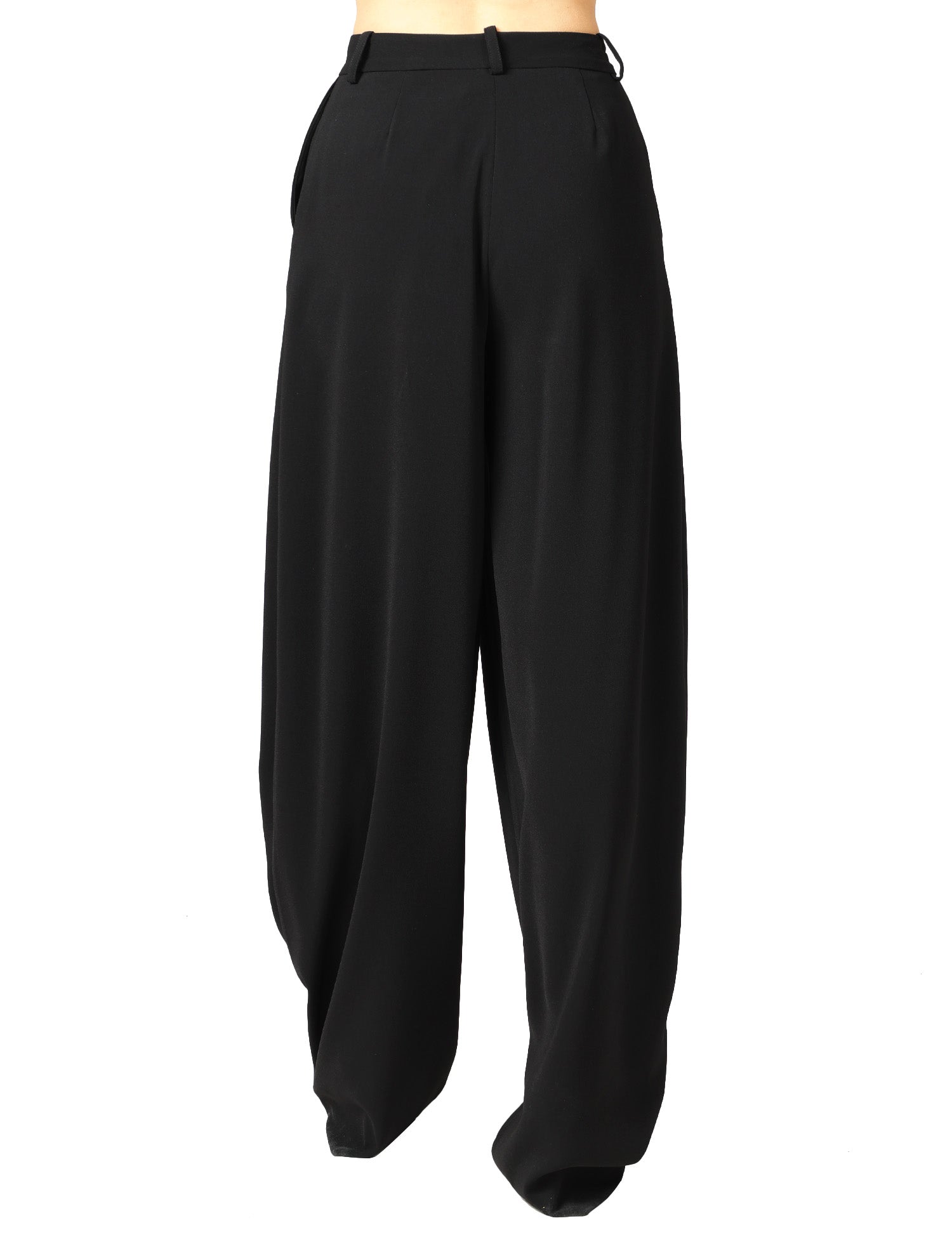 PANTALONE DONNA ELISABETTA FRANCHI NERO IN CRèPE LEGGERO VOLUME OVER CON BOTTONE LOGATO