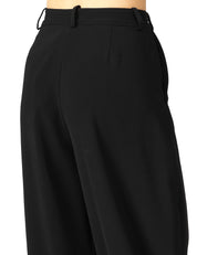 PANTALONE DONNA ELISABETTA FRANCHI NERO IN CRèPE LEGGERO VOLUME OVER CON BOTTONE LOGATO