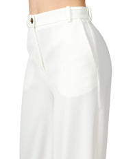 PANTALONE DONNA ELISABETTA FRANCHI AVORIO IN CRèPE LEGGERO VOLUME OVER CON BOTTONE LOGATO
