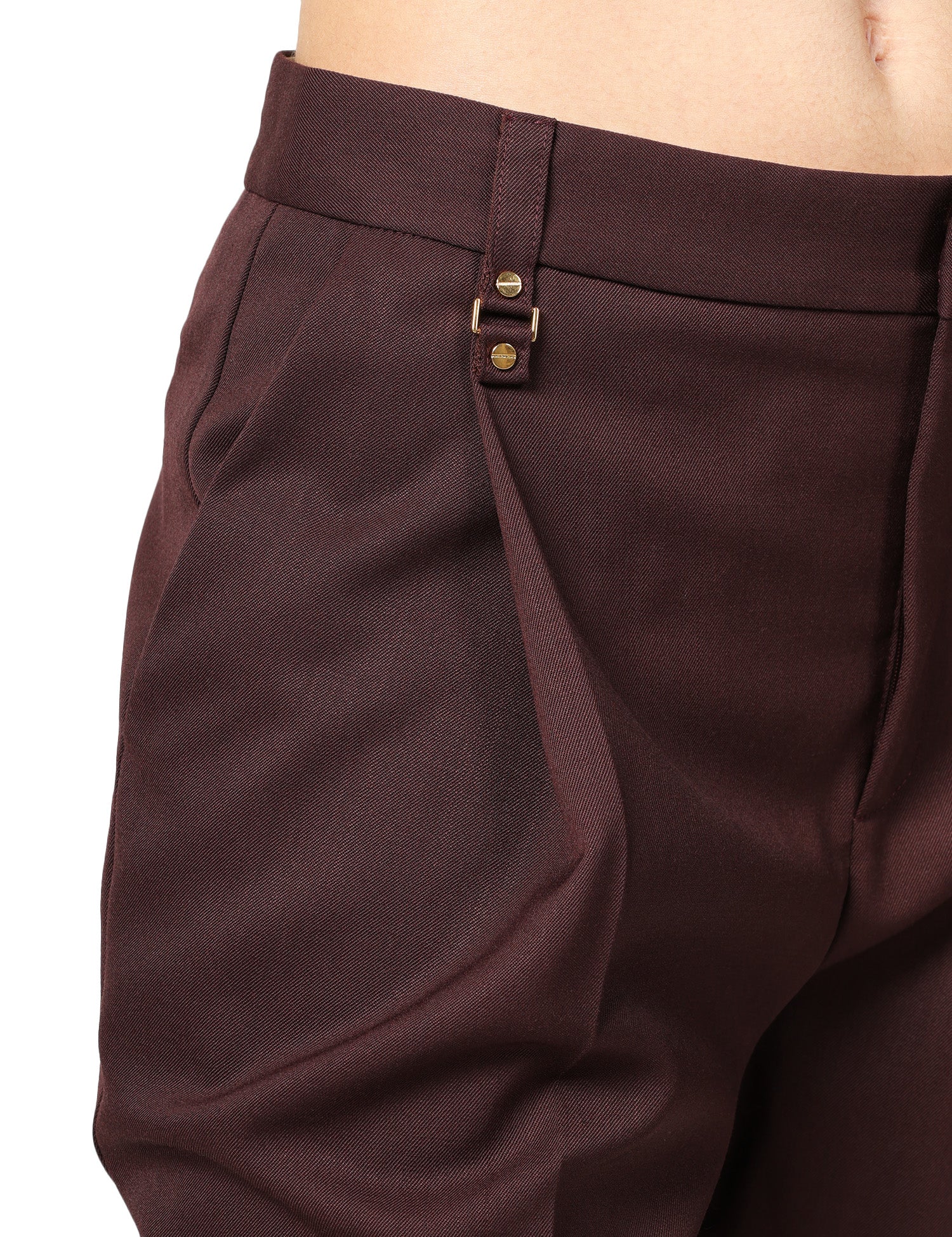 BERMUDA DONNA ELISABETTA FRANCHI CACAO IN FRESCO LANA CON PINCES E RIVETTI SULLA VITA