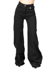 JEANS DONNA ELISABETTA FRANCHI NERO A PALAZZO CON DETTAGLI LOGO
