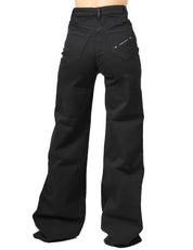 JEANS DONNA ELISABETTA FRANCHI NERO A PALAZZO CON DETTAGLI LOGO