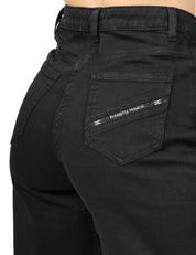 JEANS DONNA ELISABETTA FRANCHI NERO A PALAZZO CON DETTAGLI LOGO