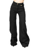 Jeans donna elisabetta franchi nero a palazzo con dettagli logo