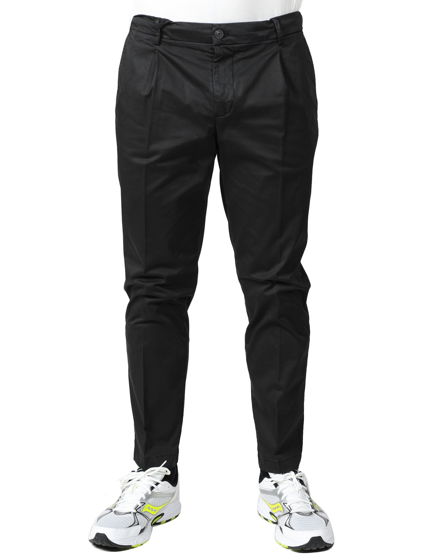 PANTALONE UOMO ENTRE AMIS RENO NERO CON PINCES SINGOLA ED ELASTICO IN VITA