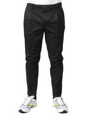 PANTALONE UOMO ENTRE AMIS RENO NERO CON PINCES SINGOLA ED ELASTICO IN VITA