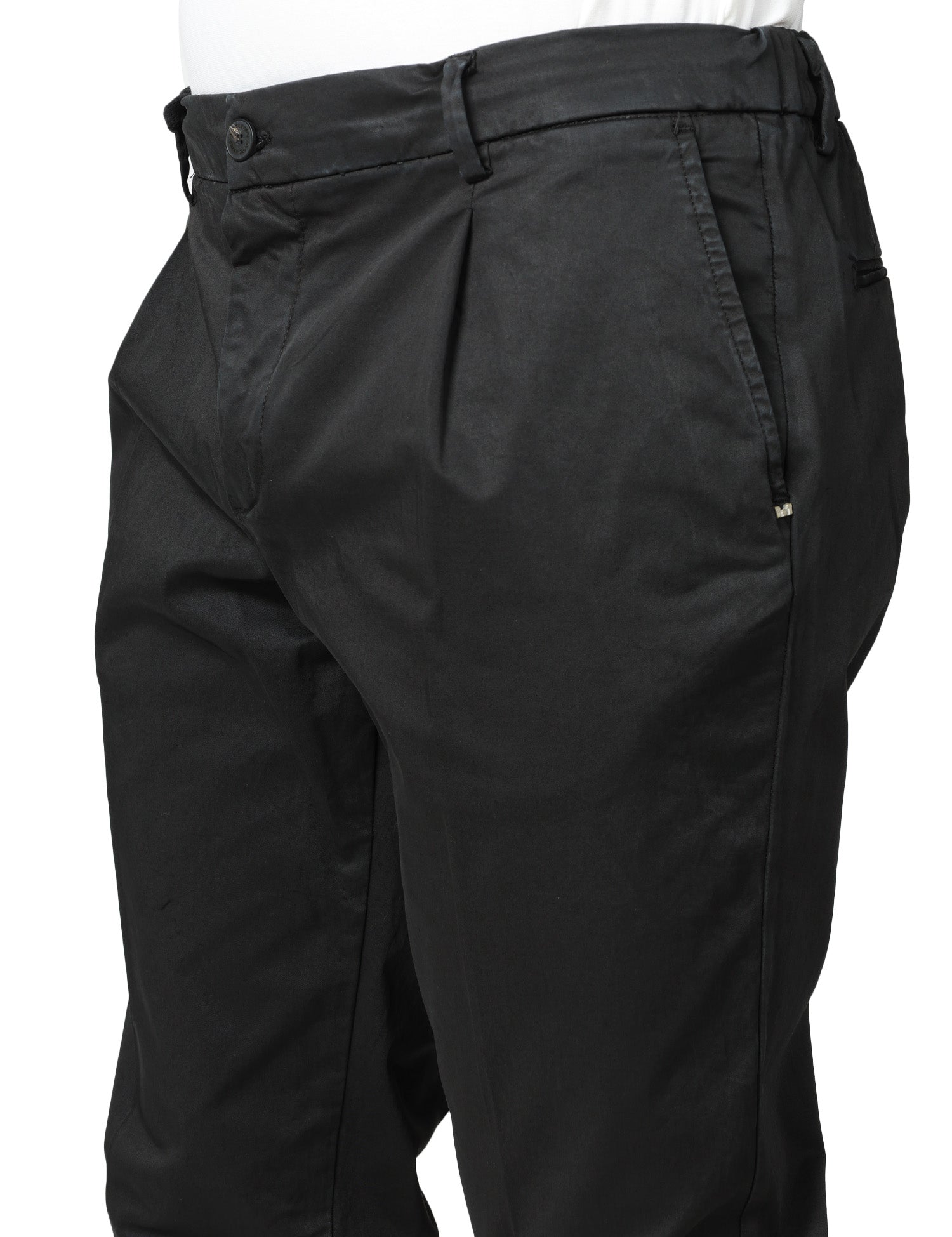 PANTALONE UOMO ENTRE AMIS RENO NERO CON PINCES SINGOLA ED ELASTICO IN VITA