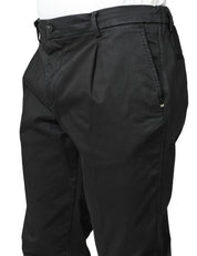 PANTALONE UOMO ENTRE AMIS RENO NERO CON PINCES SINGOLA ED ELASTICO IN VITA