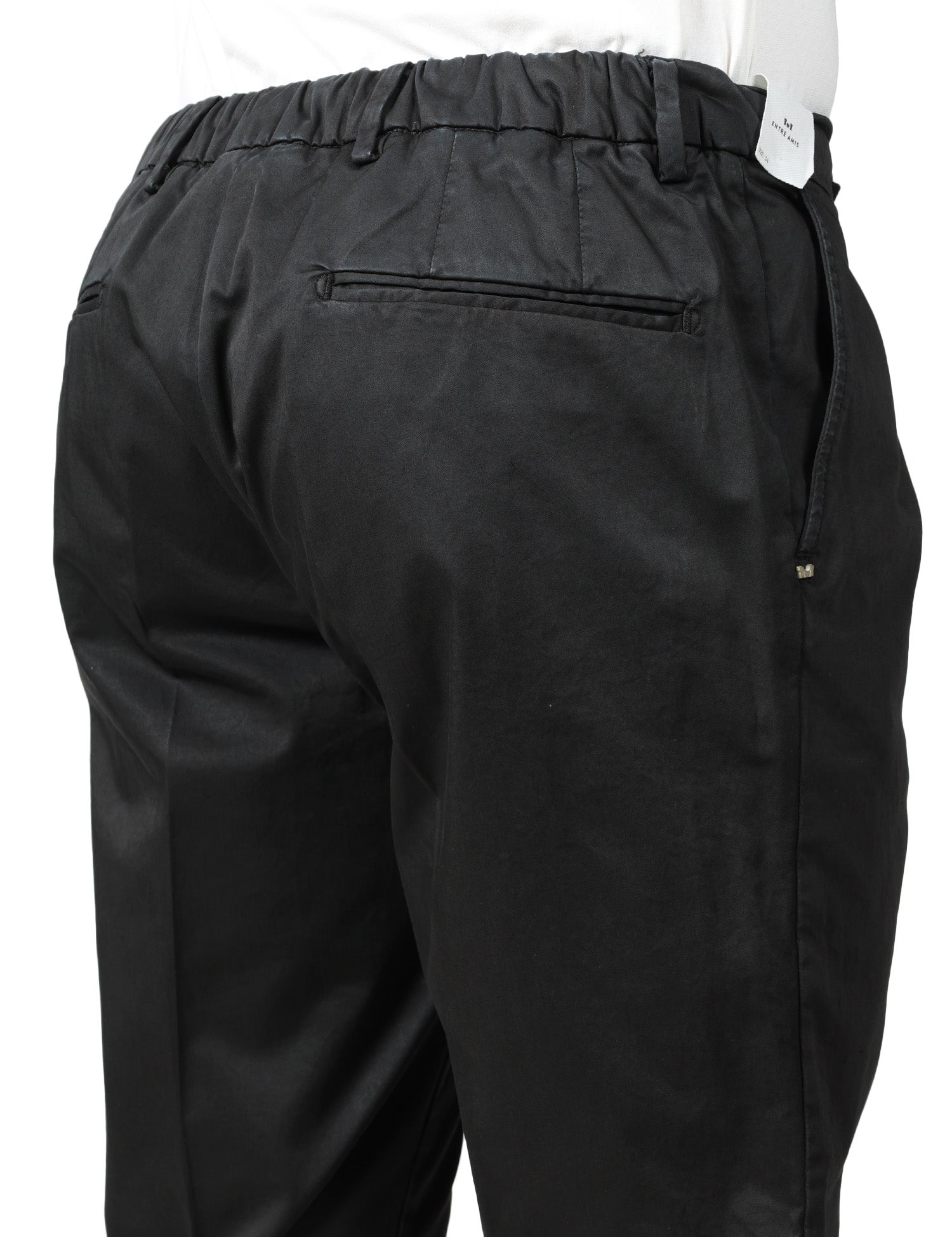 PANTALONE UOMO ENTRE AMIS RENO NERO CON PINCES SINGOLA ED ELASTICO IN VITA