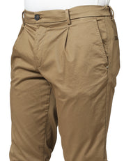 PANTALONE UOMO ENTRE AMIS RENO TABACCO CON PINCES SINGOLA ED ELASTICO IN VITA