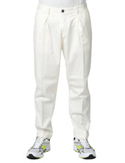 PANTALONE UOMO ENTRE AMIS BIANCO IN COTONE CON PINCES SINGOLA