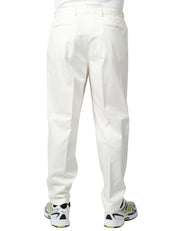 PANTALONE UOMO ENTRE AMIS BIANCO IN COTONE CON PINCES SINGOLA