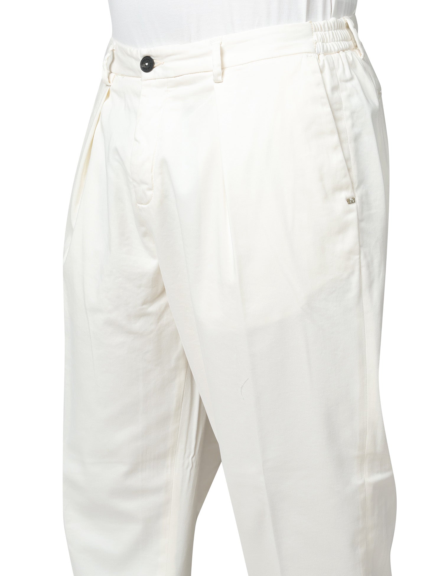 PANTALONE UOMO ENTRE AMIS BIANCO IN COTONE CON PINCES SINGOLA