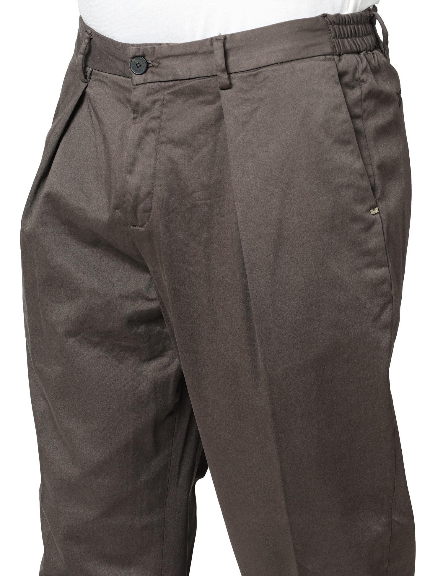 PANTALONE UOMO ENTRE AMIS MONET BROWN CON PINCES SINGOLA CARROT FIT